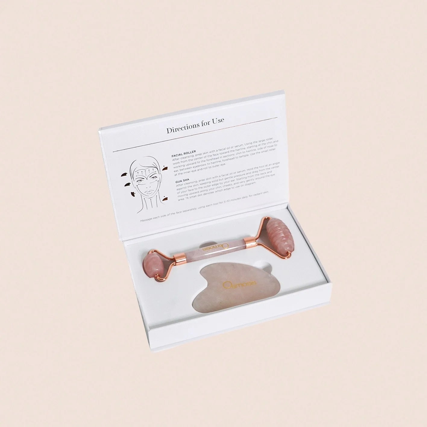 Rose Quartz Roller + Gua Sha Set